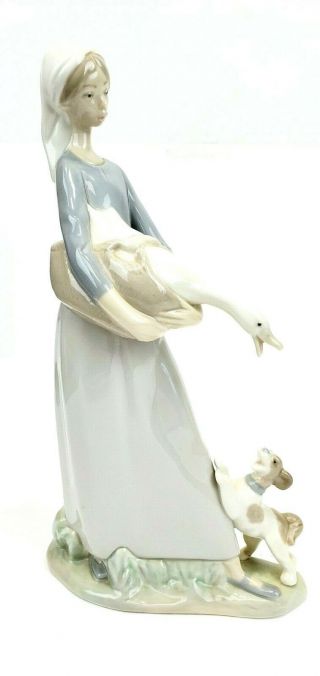 Retired Lladro Spain Girl With Goose Duck & Dog 4866 Porcelain Figurine Nr Sam