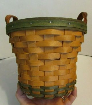 Longaberger Golf Club 2000 Basket With Green Trim And Leather Handle