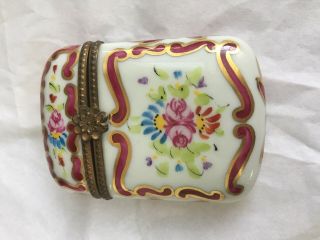 Vintage Limoges Trinket Box,  Pill Box From France With Floral Detail