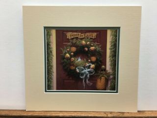 Longaberger Peace On Earth Basket Wreath Christmas Matted Art Print