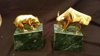 The Bull And Bear Of Wall Street,  Professional Granite Brass Bookends