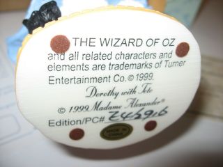 c1999 Madame Alexander Wizard of Oz Dorothy w/ Toto Figurine w/ Box Papers 4