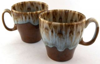 Canonsburg Vintage Drip Glaze Tapered Coffee Cups Mugs Set Of 2 Usa Pottery