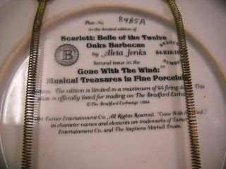 1994 Bradford Plate Musical Box Gone With The Wind Scarlett Belle of Twelve Oaks 3
