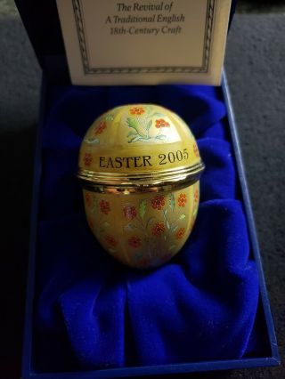 Halcyon Days Enamels England 2005 Easter Egg Hinged Trinket Pill Box
