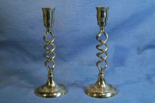 Pair Matching 7.  5 " Tall Solid Brass Spiral Twist Candle Holders India
