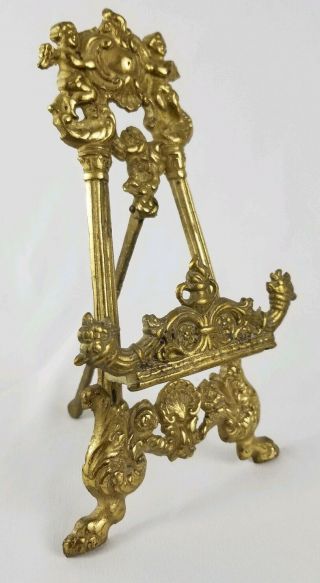 Vintage Brass Easel Plate Book Stand With Cherubs Andrea By Sadek Japan 8 1/4 "