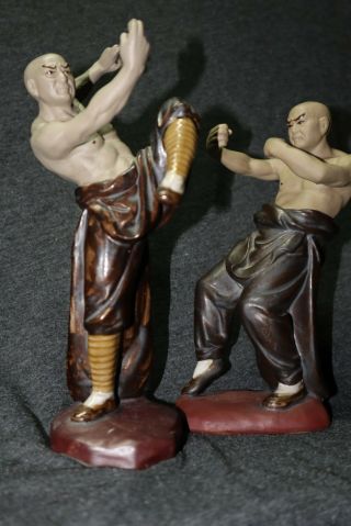 2Pc Set Chinese Kung Fu Shaolin Monk Mudman Martial Arts Figurine - Age unknown 2