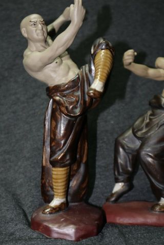 2Pc Set Chinese Kung Fu Shaolin Monk Mudman Martial Arts Figurine - Age unknown 3