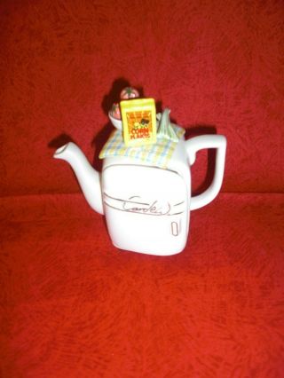 Vintage Paul Cardew Ceramic/porcelain Shaped Fridge 1 Cup Decorative Teapot