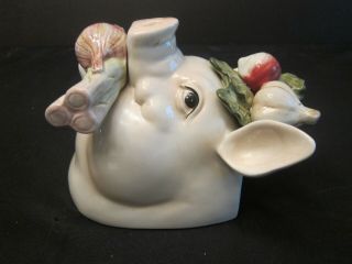 Vintage Fitz & Floyd FF Ceramic French Market Pig Head Wall Pocket Vase Planter 3