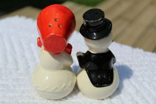 Vintage Snowman and Snow - woman Couple Salt and Pepper Shakers - Japan 2