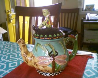 House Of Hatten Peggy Fairfax Herrick Frog & Dragonfly Teapot