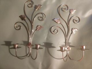 Vintage Homeco Home Interior Gold Brass Scroll Leaves Wall Sconce Set