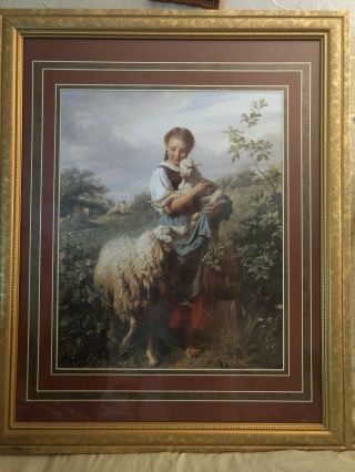 Rare Vintage Home Interior Girl With Lamb Hard To Find Shipped