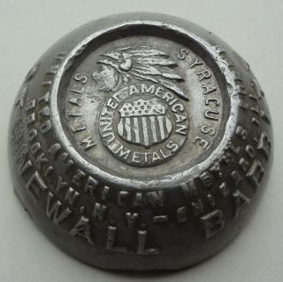 C1930 - 40 Stonewall Babbitt - United American Metals Lead Paperweight - Syracuse