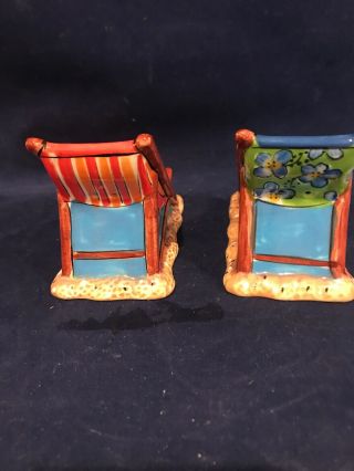 Clay Art Salt And Pepper Shakers EUC Lounge Chairs Beach Summer ADORABLE 4