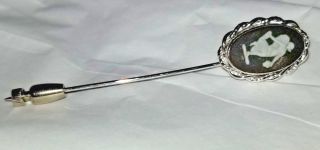 Vintage Wedgwood Jasperware Black Stick Pin Van Dell Sterling Silver