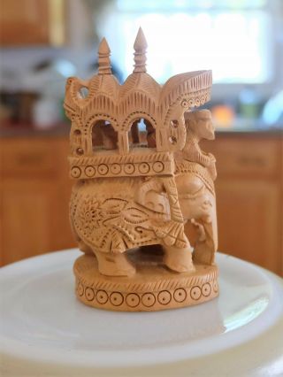 Elephant Figurine Hand Carved Detailed Signed By Artist Asian Theme Collectible