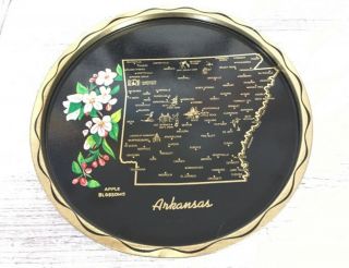 Vintage Arkansas State Souvenir Tin Tray Plate