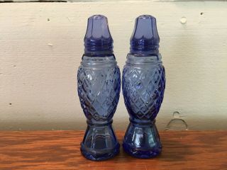 Vintage Avon Cobalt Blue Glass Salt & Pepper Shakers