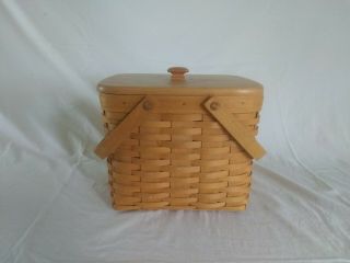 Longaberger Small Picnic Basket With Lid And Trays 1999