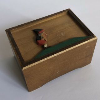 Vtg Reuge Swiss Wooden Music Box Gnome “que Sera Sera”,  Tlc