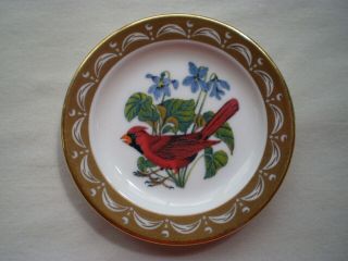 State Birds And Flowers Miniature Mini Plate Illinois Cardinal Violet