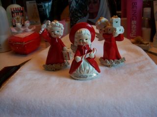 3 Vintage 1950s Betty Grable Like Christmas Angel Figurines Japan Fine Quality A