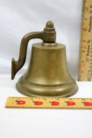 Vintage Antique - 6 " H X 6 " D - Brass Bell With Wall Mount - No Clanger