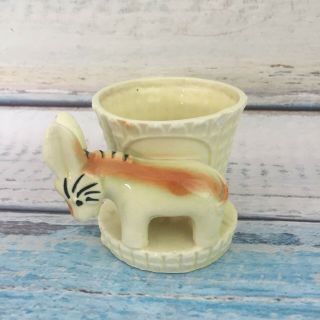 Vtg Ceramic Donkey Planter Small Mule Yellow Brown Retro Kitsch Pottery Japan Og