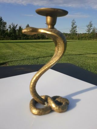 Vintage Solid Brass Cobra Snake 8.  5 " Candle Holder