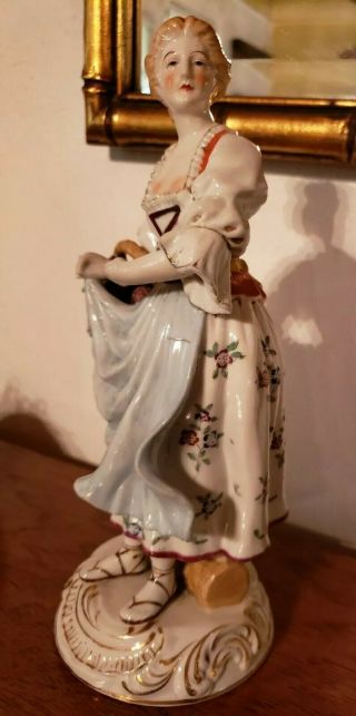 Porcelain Figurine Occupied Japan Victorian Auburn Red Haired Lady Beautifulface