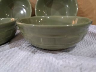 LONGABERGER POTTERY Set of 4 Sage Green Bowls Woven Traditions 3
