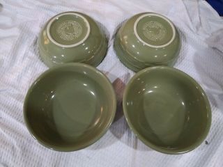 LONGABERGER POTTERY Set of 4 Sage Green Bowls Woven Traditions 5