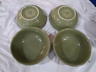 LONGABERGER POTTERY Set of 4 Sage Green Bowls Woven Traditions 6