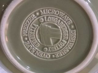LONGABERGER POTTERY Set of 4 Sage Green Bowls Woven Traditions 8