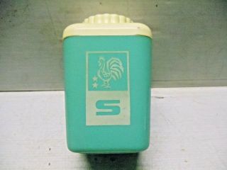 Old Vintage Lustro Ware Rooster Aqua Turquoise Salt Shaker 1950s