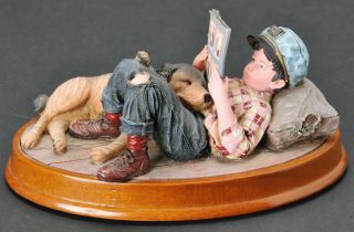Timeless Treasures Favorite Reader Figurine Vanmark 1999 Jim Daly Dog Boy 88770