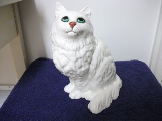 Beswick Large White Persian Cat Figurine Statue Made In England Green Eyes Cute