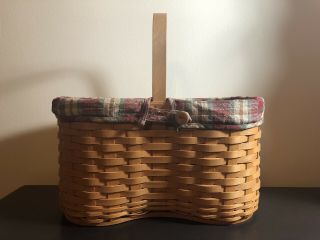 Longaberger Large Barbeque Buddy Basket Combo W/ Orchard Plaid Liner & Protector