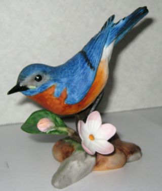 Eastern Bluebird Porcelain Figurine - Franklin Birds Blossoms of the World 2