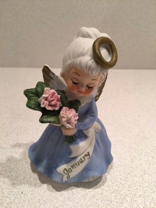 Vintage Ceramic Flower Of The Month Girl January Angel Kelvin’s