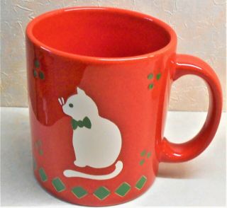 Vintage Waechtersbach Cat Red Green Mug Coffee Cup W.  Germany
