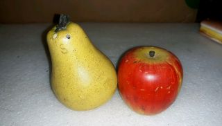 Vintage Wooden Apple/pear Salt And Pepper Shaker Set Made In Japan