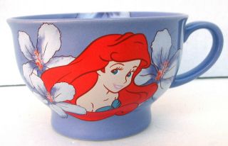 Disney Store Little Mermaid Ariel Coffee Mug Purple Hibiscus Flower Butterfly