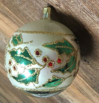 Christopher Radko Christmas Ornament Holly Ribbons Ball