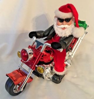 Multicolor 10x15 " Singing Santa On Motorcycle Music Box Plays Born To Be Wild