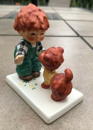 Goebel Red Head Boy & Dog Figurine Atta Boy Byi - 7 Tmk4