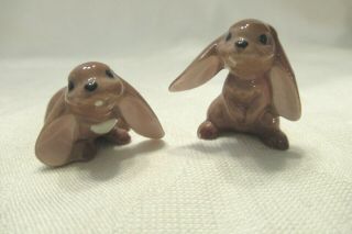 Hagen Renaker 2 French Lop Lop Earred Rabbits Miniature Figurines Euc